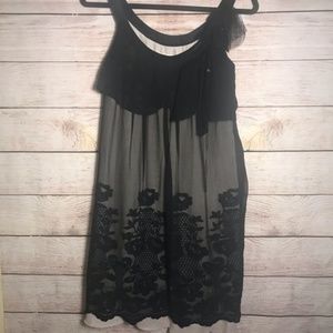 Hanii Y Anthropologie 100% Silk Embroidered Dress